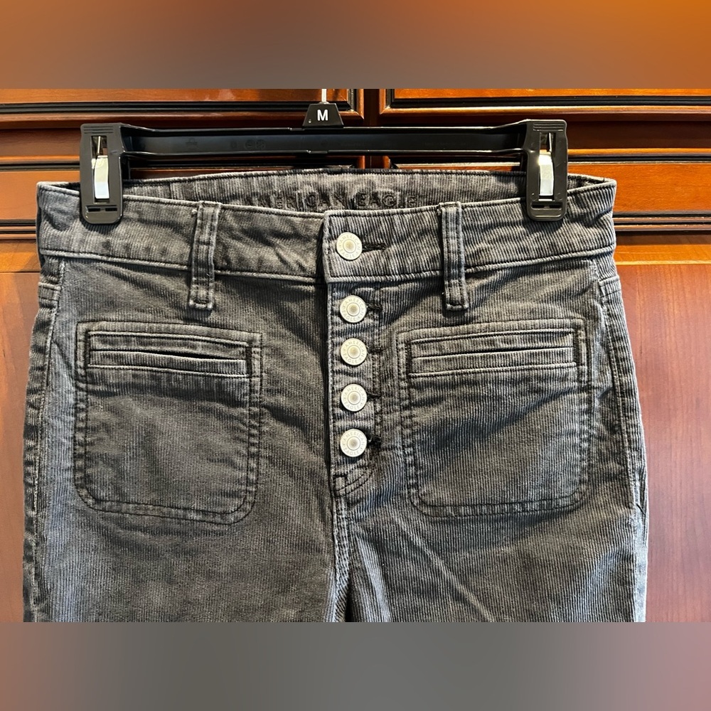 American Eagle Outfitters Gray Cord Stretch Button-Fly Flare - 4 - Picture 2 of 8